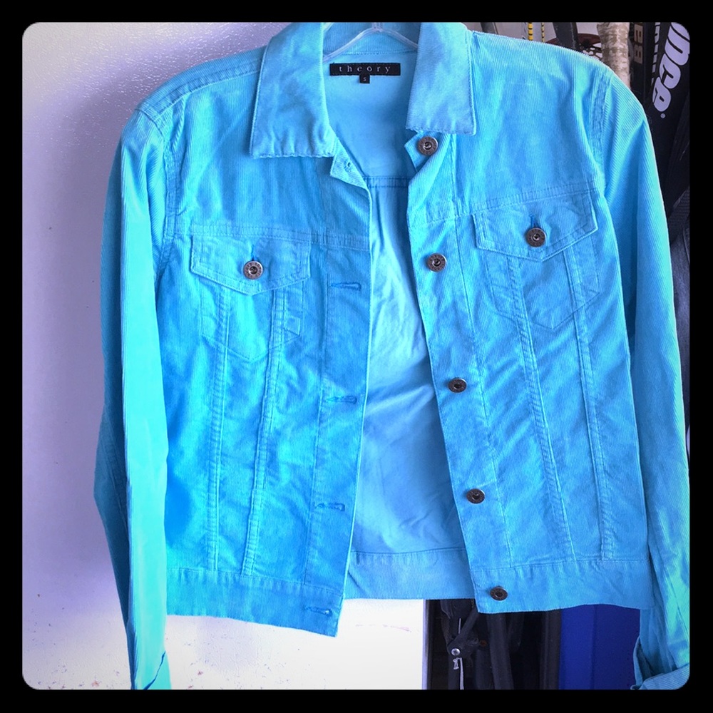 Theory light weight turquoise “jean jacket”